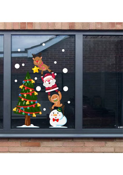 Yeşil Yılbaşı Süsleri, Kar Tanesi, Kardan Adam, Noel Baba, Sticker, Yeniyıl Dekoru