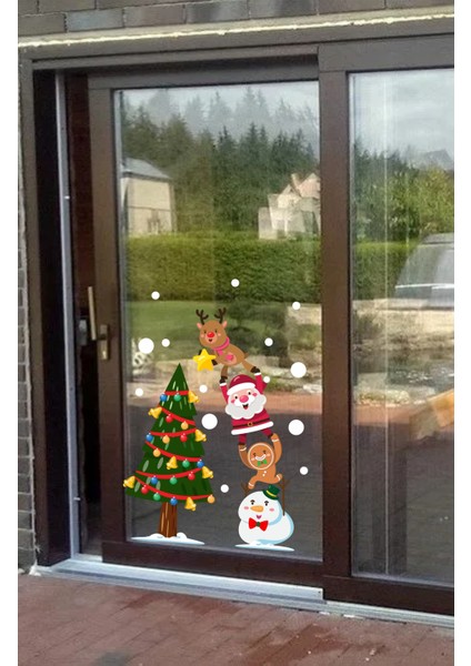 Yeşil Yılbaşı Süsleri, Kar Tanesi, Kardan Adam, Noel Baba, Sticker, Yeniyıl Dekoru fiyatları