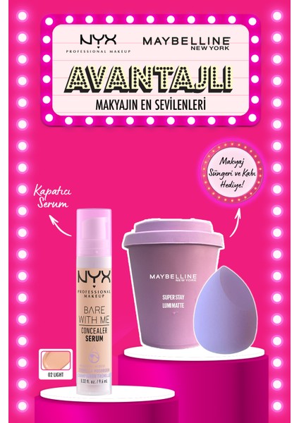 bare With Me Kapatıcı Serum 02 Light Concealer & Hediyeli Sünger ve Sünger Kabı