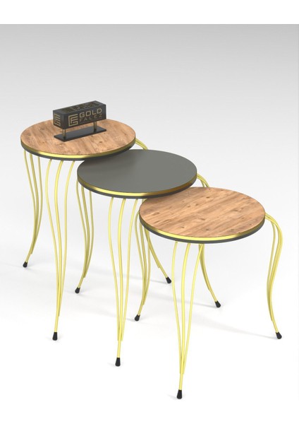 Zigon Sehpa Lükens Çift Gold Antrasit Ceviz fırsatları