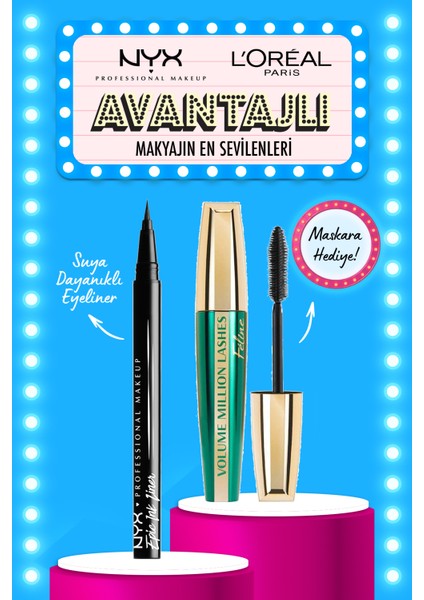 siyah Eyeliner - Epic Ink Liner & Lp Volume Million Lashes Feline Siyah Maskara