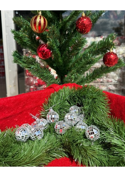 12’li Gümüş Renkli Top Seti, 3 Cm, Noel Dekoru, Şık ve Parlak Süsler fiyatları