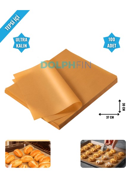 Fırın Pişirme Kağıdı 100 Adet Yapışmaz Ağartılmamış Yağlı Yüzey Ultra Kalın Kağıt Çok Amaçlı Kullanım L Orta Boy