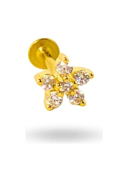 Cerrahi Çelik Taşlı Çiçek Piercing fiyatları