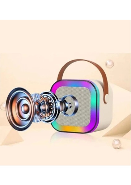 Karaoke Hoparlör Mikrofonlu Rgb Işıklı Speaker Tf Kart/usb Beyaz modelleri