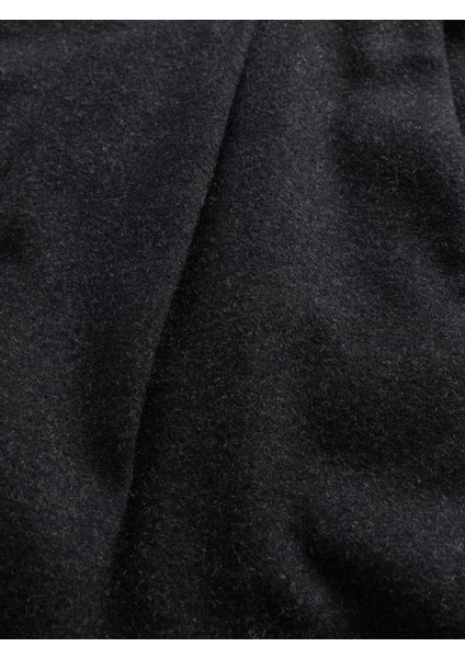 Erkek Siyah Yün Karışımlı Relaxed Straight Pantolon modelleri