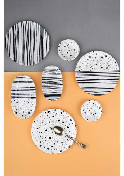 Porselen Sidereal Kahvaltı ve Ikram Takımı 6 Kişilik 14 Parça