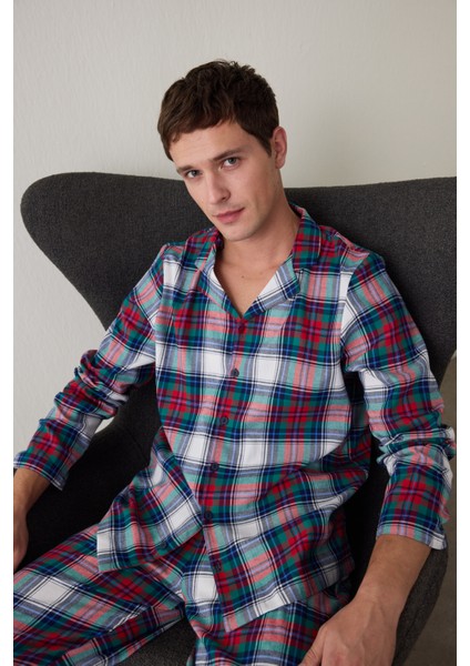 Ekoseli Light Erkek Uzun Kollu Gömlek Pijama Takımı