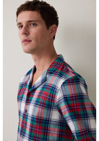 Ekoseli Light Erkek Uzun Kollu Gömlek Pijama Takımı