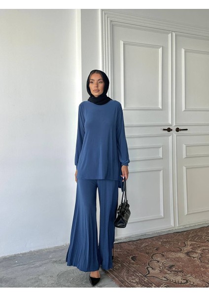Tesettür Piliseli Pantolon Tunik Sandy Ikili Takım modelleri