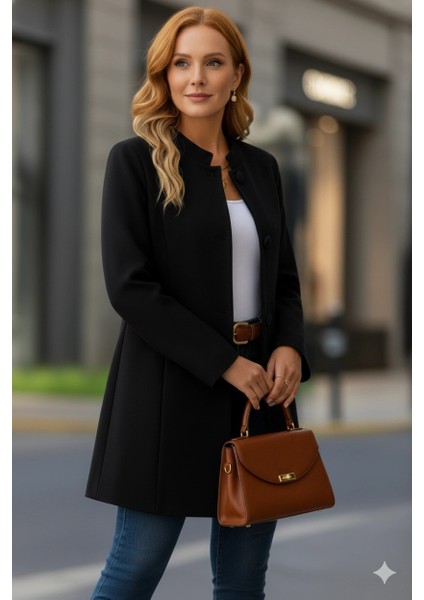 Kadın Uzun Kollu Yakalı Önü Düğmeli Ithal Kaşe Astarlı Kaban modelleri