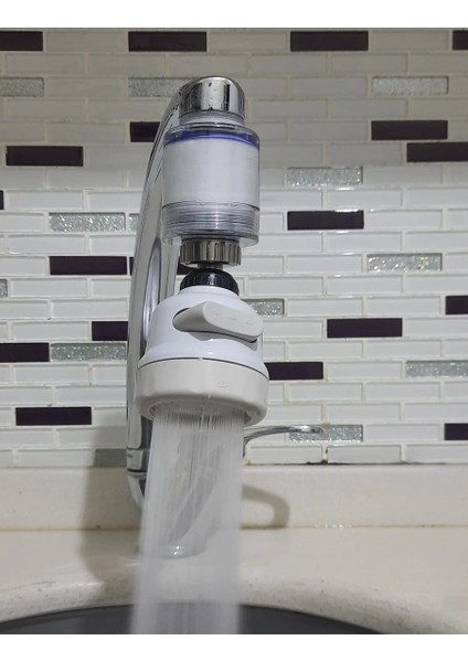 Filtreli Kireç Önleyici 360 Derece Dönen Hareketli Musluk Başlığı - 3 Fonksiyonlu - Krem fiyatları