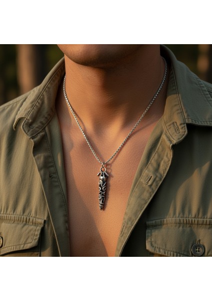 Çift Yılanlı Çubuk Gümüş Kaplama Düz Zincir Kolye