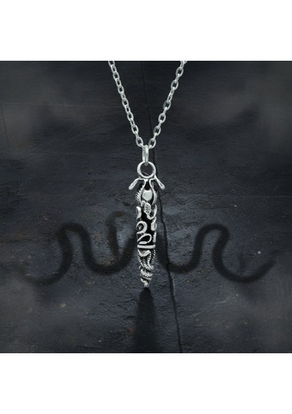 Çift Yılanlı Çubuk Gümüş Kaplama Düz Zincir Kolye modelleri