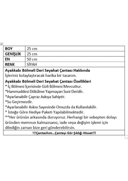 Spor Çanta Siyah Deri Ayakkabı Bölmeli Seyahat