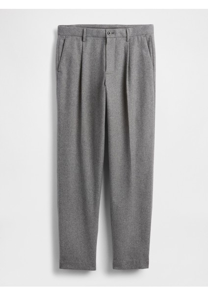 Erkek Gri Yün Karışımlı Relaxed Straight Pantolon fiyatları