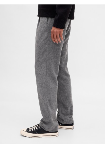 Erkek Gri Yün Karışımlı Relaxed Straight Pantolon indirimleri