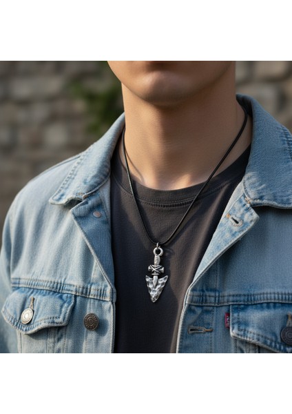 Antik Ok Ucu Gümüş Kaplama Düz Zincir Kolye fiyatları