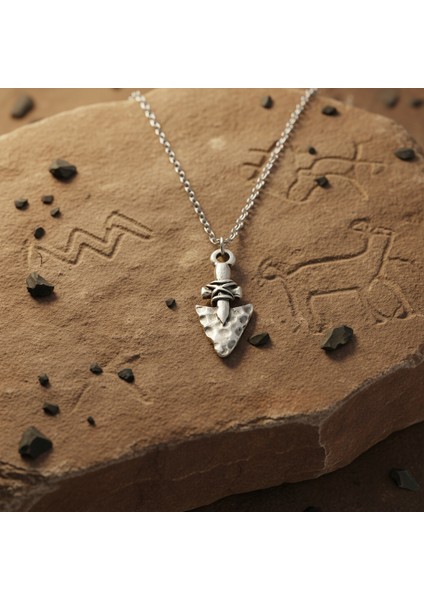 Antik Ok Ucu Gümüş Kaplama Düz Zincir Kolye modelleri