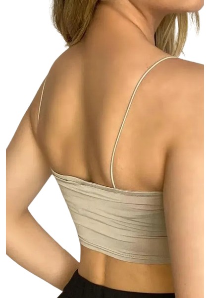 Askılı Crop Bluz-Bej fiyatları