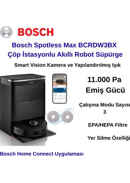 Spotless Max BCRDW3BX Çöp Istasyonlu Akıllı Robot Süpürge