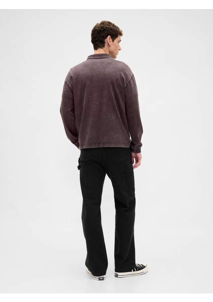 Erkek Siyah Canvas '90S Loose Pantolon fırsatları