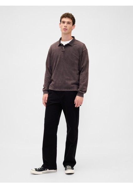 Erkek Siyah Canvas '90S Loose Pantolon