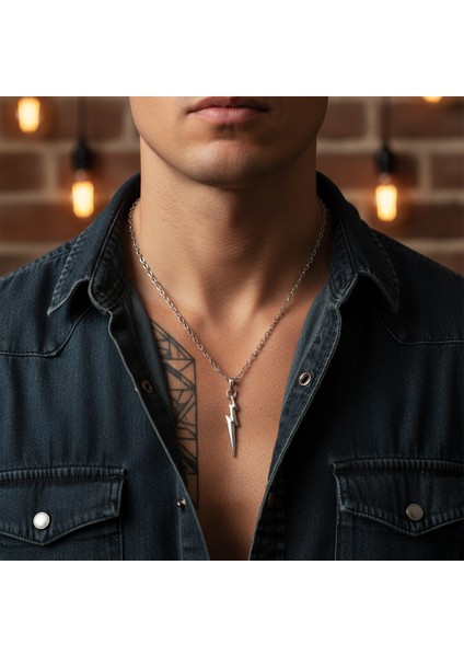 Şimşek - The Flash Gümüş Kaplama Düz Zincir Kolye