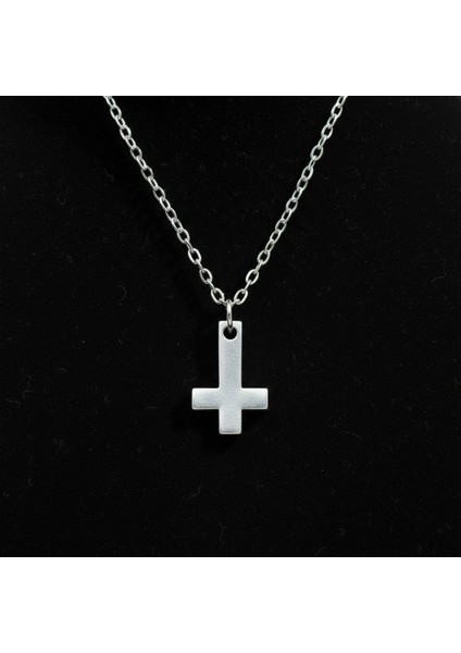 Minimal Ters Haç Gümüş Kaplama Düz Zincir Kolye modelleri