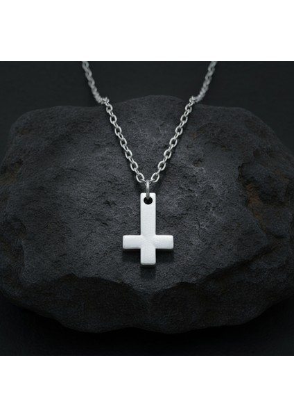 Minimal Ters Haç Gümüş Kaplama Düz Zincir Kolye fırsatları
