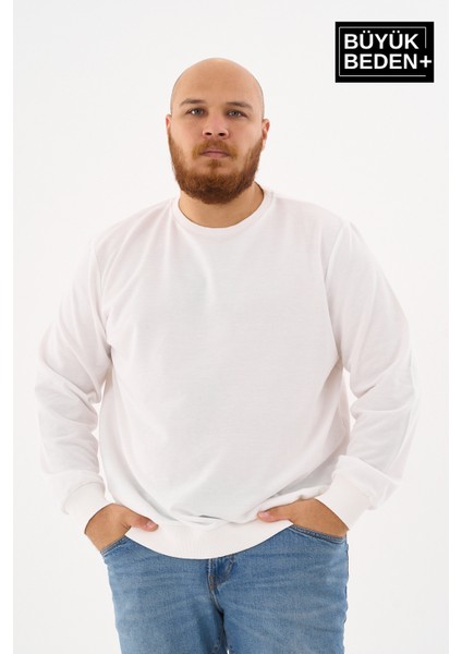 Erkek Büyük Beden Bisiklet Yaka Ince Sweatshirt SPR24BSW56