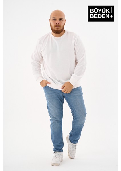 Erkek Büyük Beden Bisiklet Yaka Ince Sweatshirt SPR24BSW56 modelleri