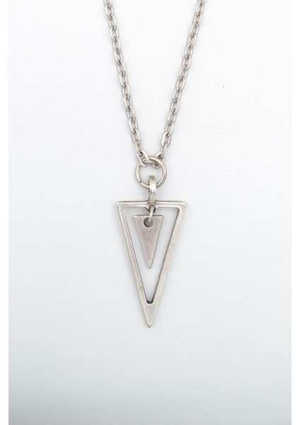 Sallantılı Üçgen Gümüş Kaplama Düz Zincir Kolye