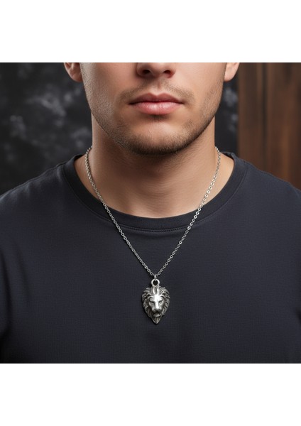 Aslan Gümüş Kaplama Düz Zincir Kolye modelleri