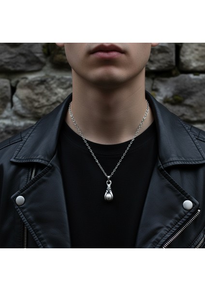 Gotik Ejderha Pençesi Gümüş Kaplama Düz Zincir Kolye fiyatları