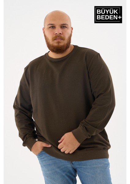 Erkek Büyük Beden Bisiklet Yaka Ince Sweatshirt SPR24BSW56