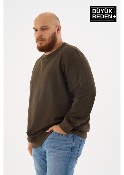 Erkek Büyük Beden Bisiklet Yaka Ince Sweatshirt SPR24BSW56 modelleri