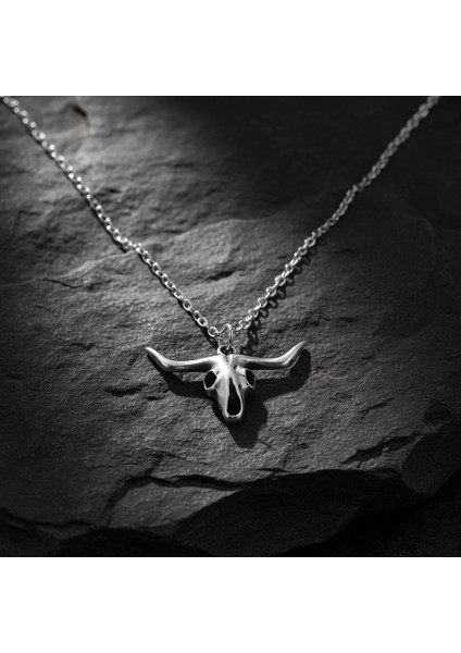 Boğa - Kuru Kafa Gümüş Kaplama Düz Zincir Kolye fırsatları