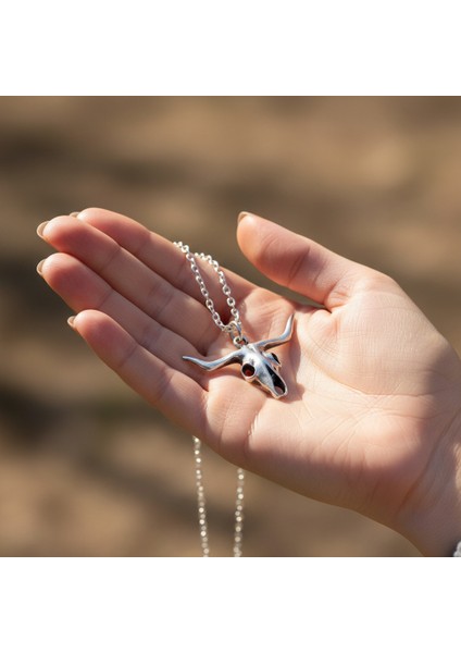 Boğa - Kuru Kafa Gümüş Kaplama Düz Zincir Kolye indirimleri