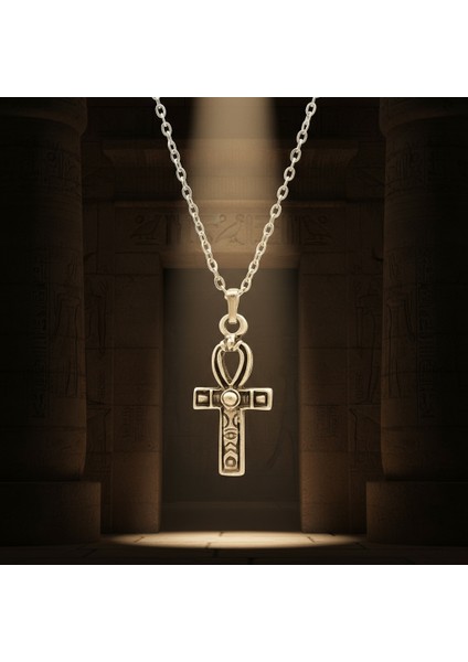 Ankh Anahtarı - Nil'in Anahtarı Gümüş Kaplama Düz Zincir Kolye modelleri