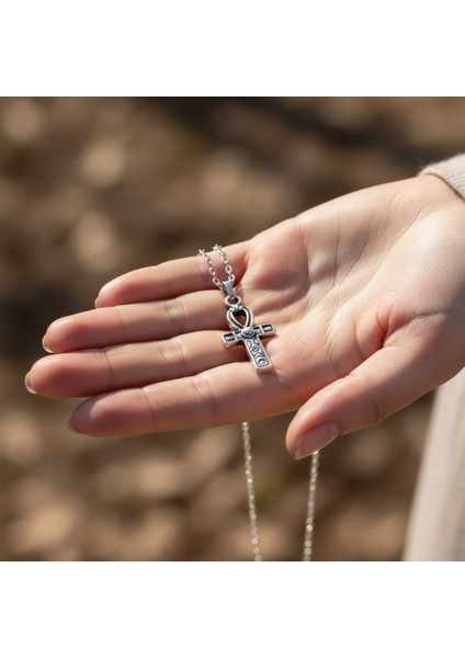 Ankh Anahtarı - Nil'in Anahtarı Gümüş Kaplama Düz Zincir Kolye indirimleri