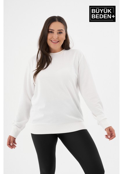 Kadın Büyük Beden Bisiklet Yaka Ince Sweatshirt SPR24BSWK56