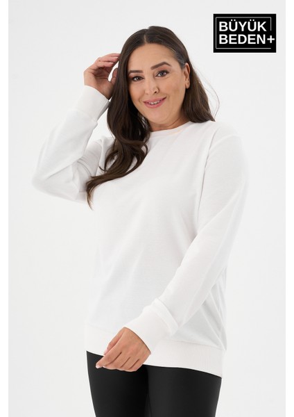 Kadın Büyük Beden Bisiklet Yaka Ince Sweatshirt SPR24BSWK56 fiyatları