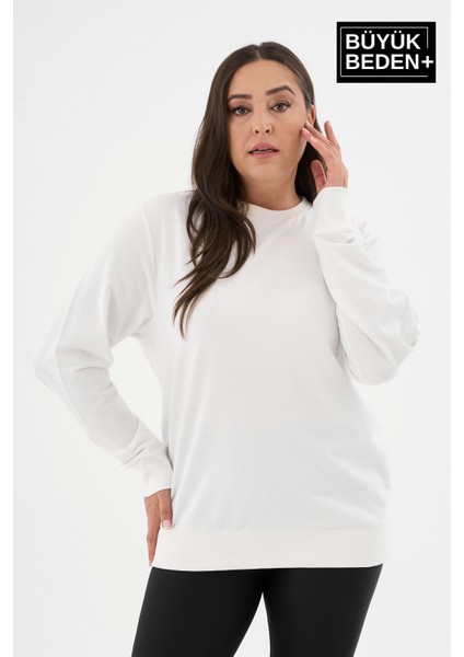 Kadın Büyük Beden Bisiklet Yaka Ince Sweatshirt SPR24BSWK56 modelleri