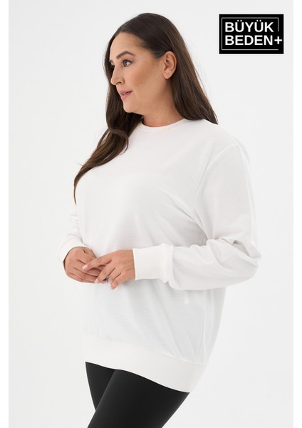 Kadın Büyük Beden Bisiklet Yaka Ince Sweatshirt SPR24BSWK56 fırsatları