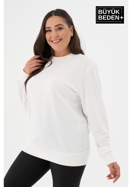 Kadın Büyük Beden Bisiklet Yaka Ince Sweatshirt SPR24BSWK56 indirimleri