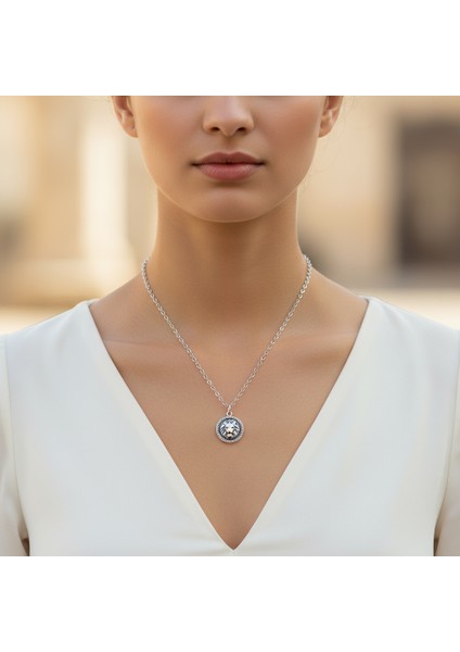 Minimal Aslan Madalyon Gümüş Kaplama Düz Zincir Kolye fiyatları