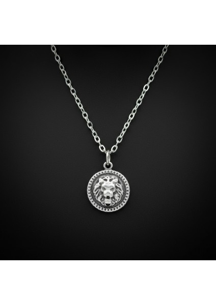 Minimal Aslan Madalyon Gümüş Kaplama Düz Zincir Kolye modelleri