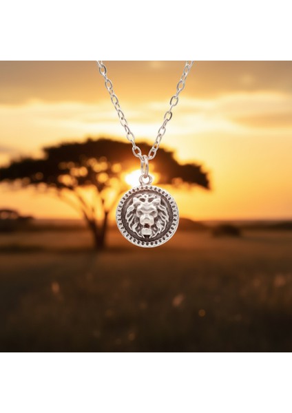 Minimal Aslan Madalyon Gümüş Kaplama Düz Zincir Kolye fırsatları