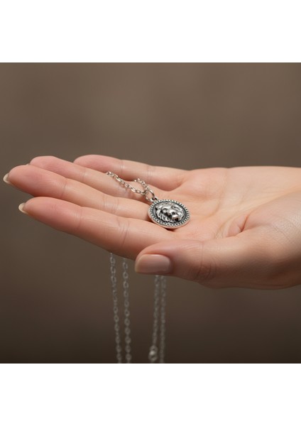 Minimal Aslan Madalyon Gümüş Kaplama Düz Zincir Kolye indirimleri
